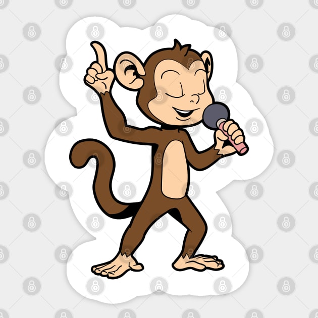 Singing ape with microphone - monkey Sticker by Modern Medieval Design